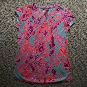 NWT Lilly Pulitzer Sarah Top in Love Birds print